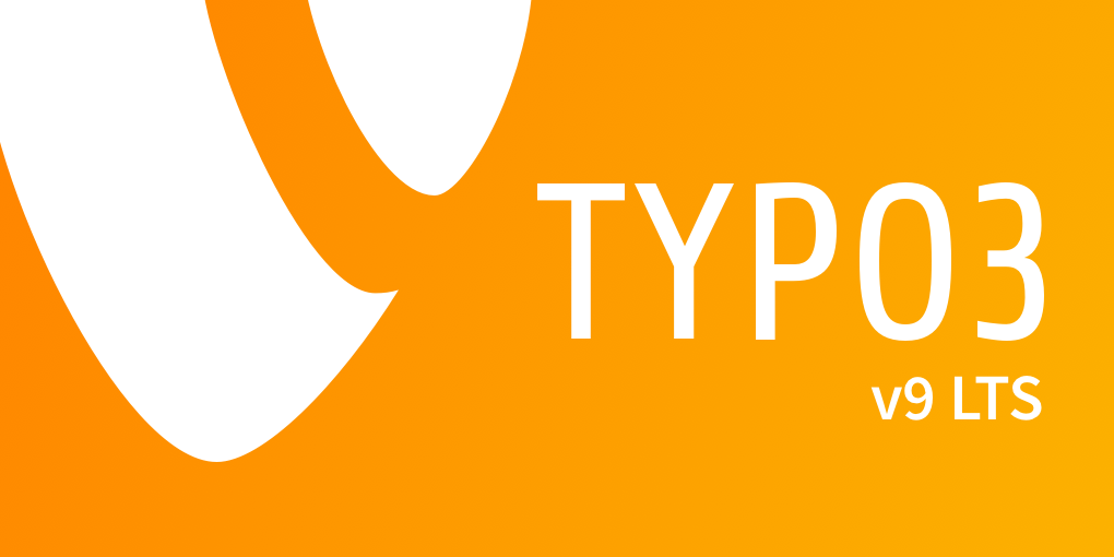 Abbildung des TYPO3 Logos und Version 9 LTS. 