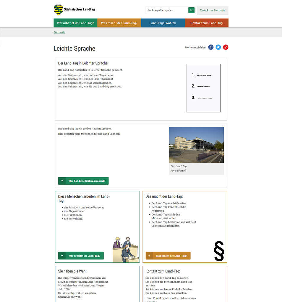 Screenshot der neuen Website des Sächsischen Landtags
