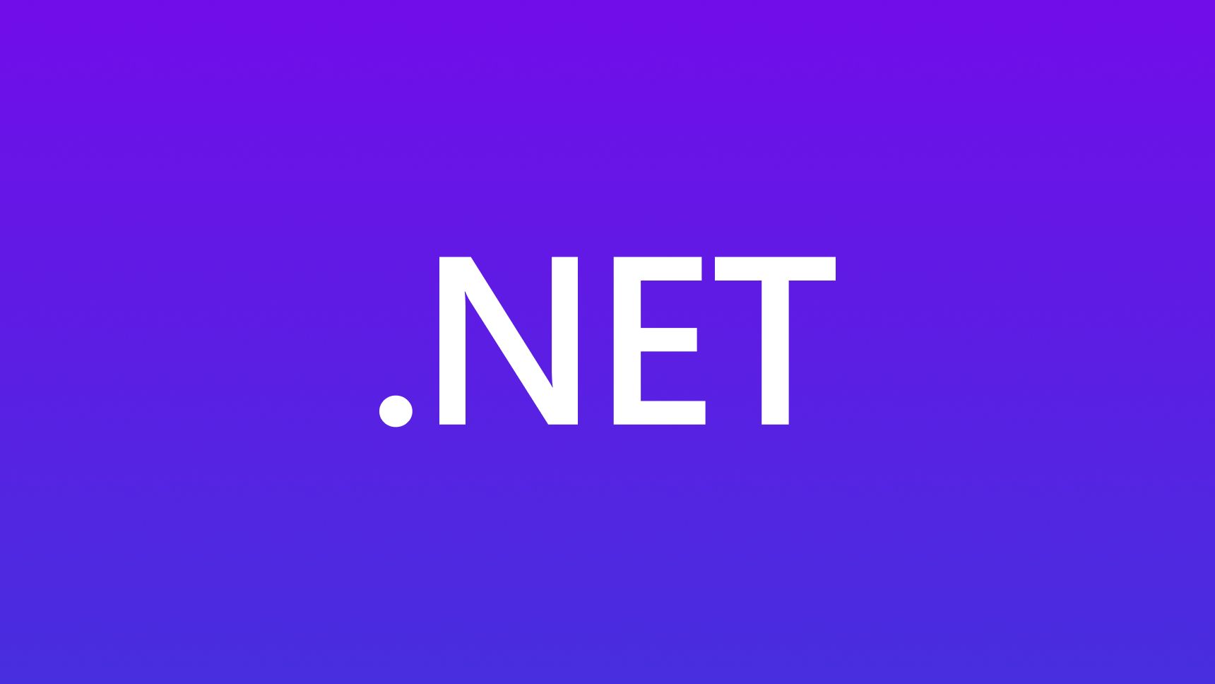 Weiße „.NET“-Schrift auf einem Farbverlauf-Hintergrund, der von Lila oben zu Blau unten übergeht.